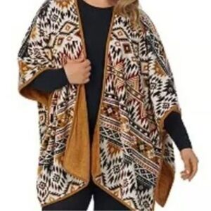 Cuddl Duds Tribal Patterned Fleece Poncho.‎ Size S/M.